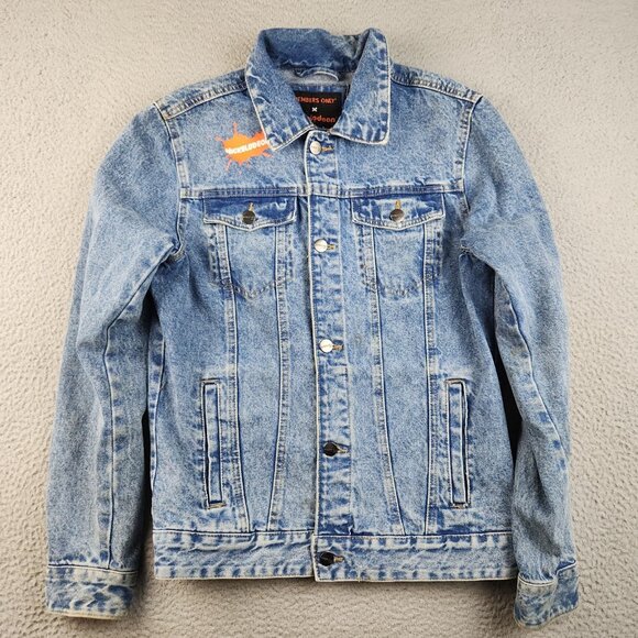 Members Only X Nickelodeon Trucker Denim Jacket 90’s Mens Size Small Blue Jeans - Picture 2 of 12